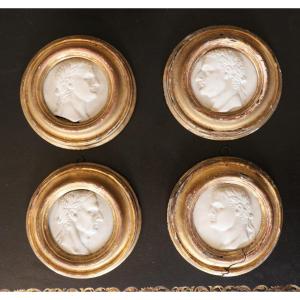 Set Of Four White Marble Medallions