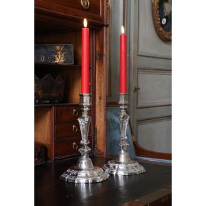 Pair Of Louis XIV Period Silver-plated Candlesticks