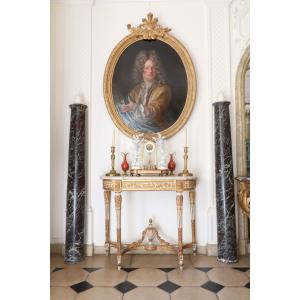 Pair Of Columns In Green And Red Levanto Marble