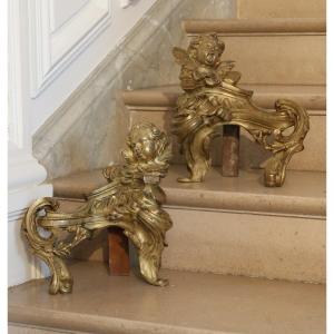 Paire de chenets Louis XV