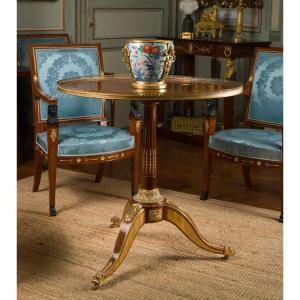 Mahogany Pedestal Table Stamped Martin Carlin And Jme