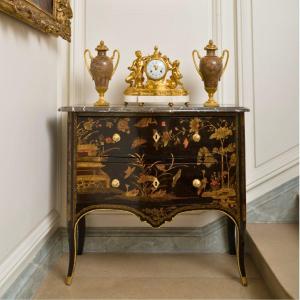 A Louis XV-era Chest Of Drawers With A Hopping Top, Stamped "delorme," Lacquered In The Japanese Style