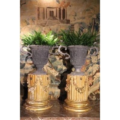 Pair Of Medici Vases In Lead