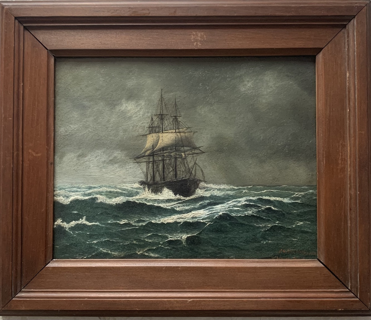 Lange Adolf-frédéric 1861-1938. Oil On Metal Located In Le Havre, Signed And Dated.