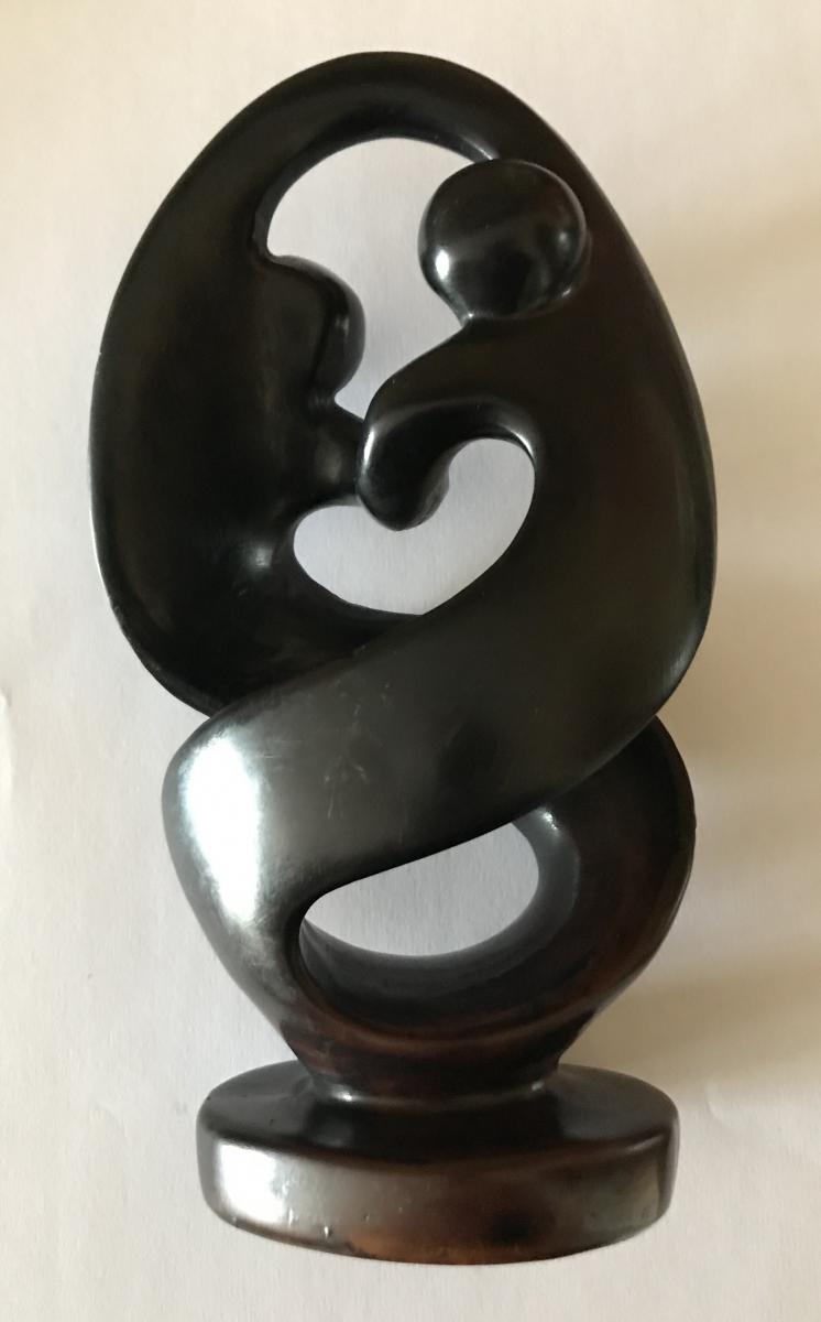 "Les Inséparables" Sculpture En Bois Exotique