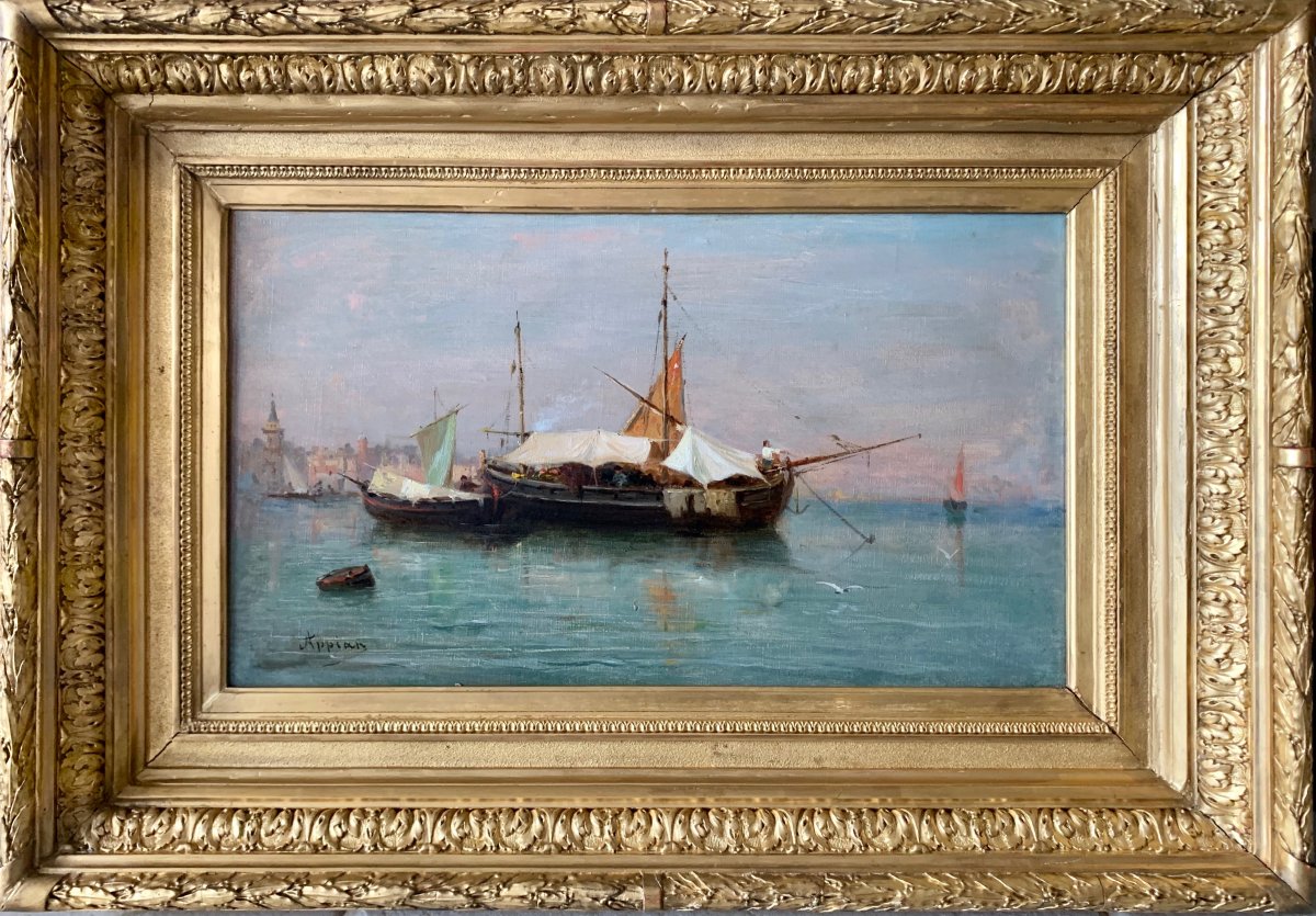 APPIAN Adolphe (1818-1898)  Venise, Barques Marchandes.