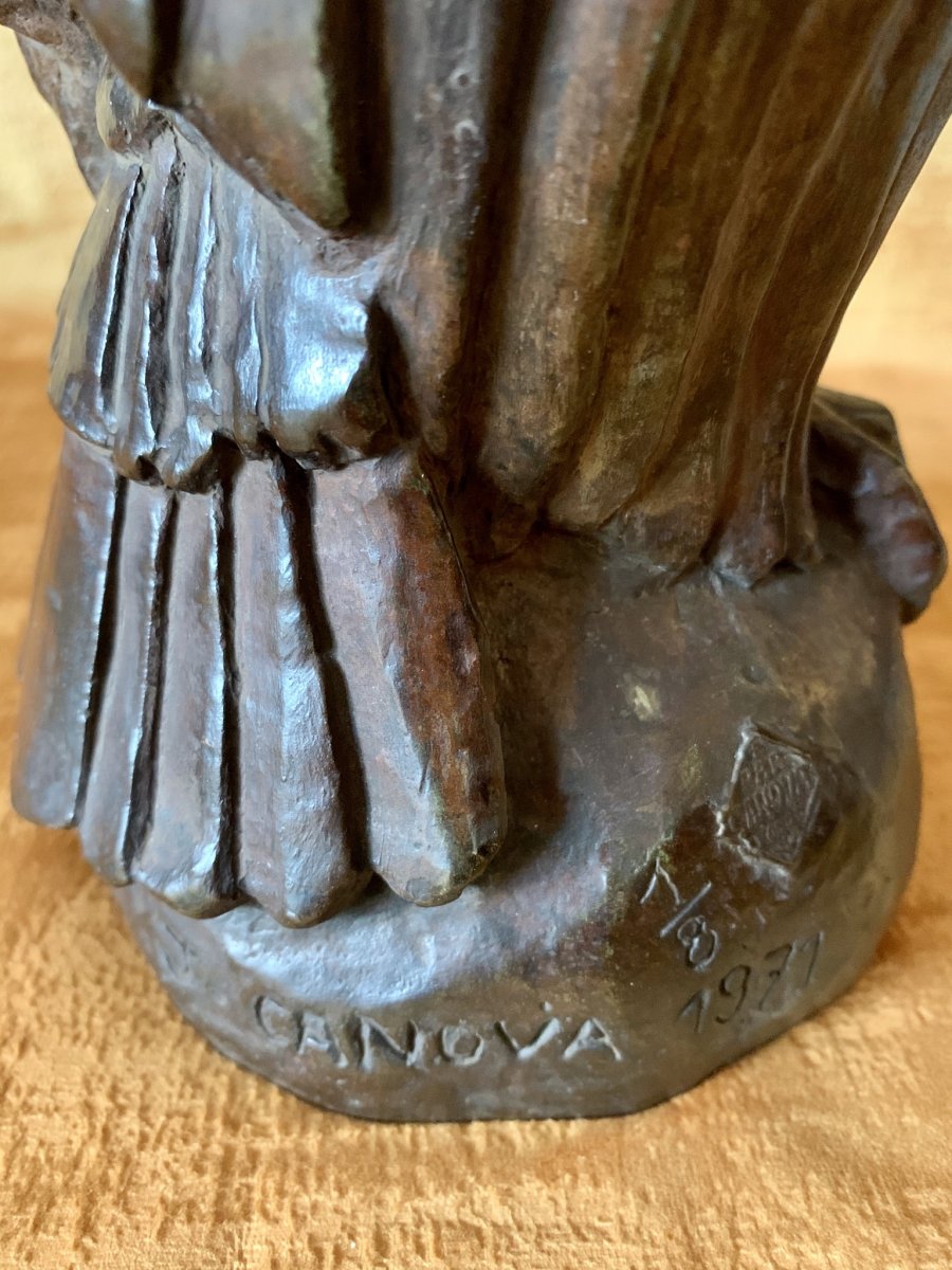 Chouette en bronze signée, datée 1971.-photo-2