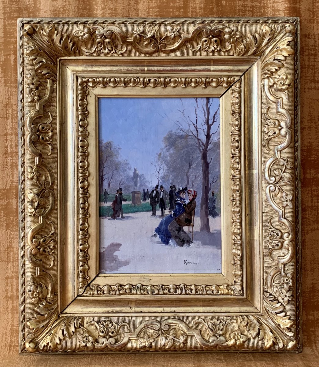 Tuileries Garden, Signed Juana Romani 1869-1924.