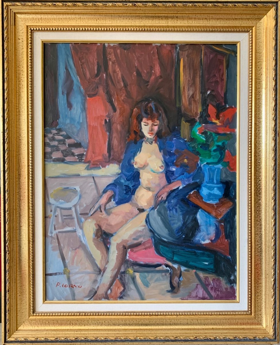 Jeune Femme Au Fauteuil, huile sur toile, signée en bas à gauche P.Cornu