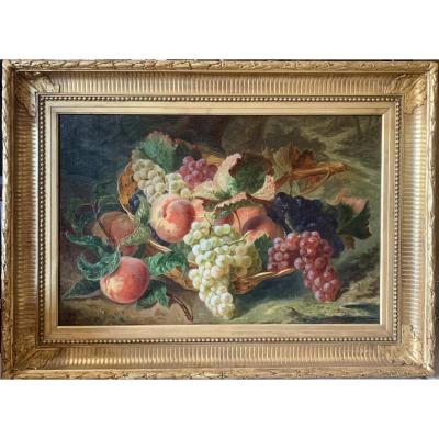 LAŸS SAINT-BARTHÉLÉMY-LESTRA Jean-Pierre (1825-1887) Corbeille De Fruits