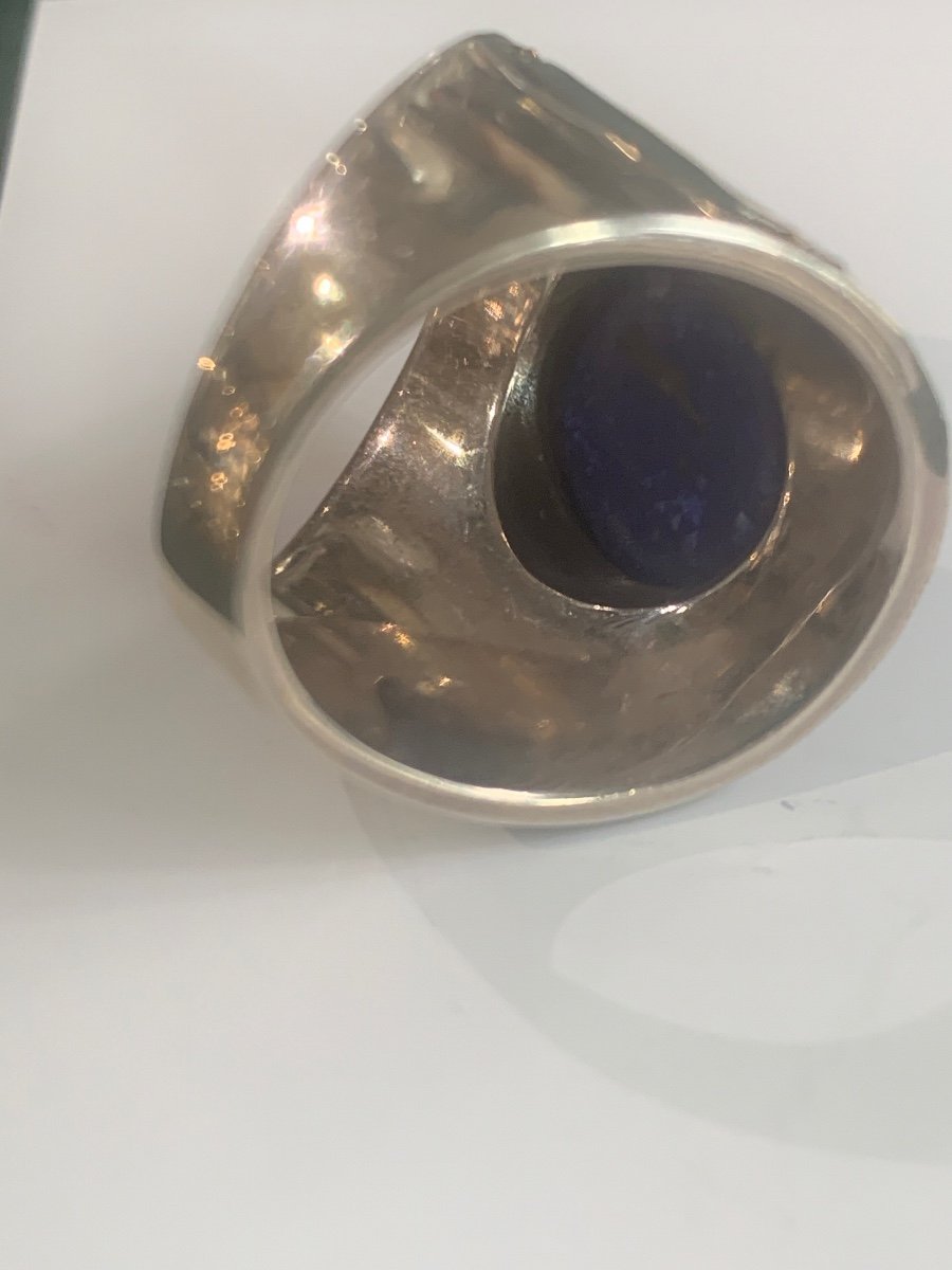 Silver Lapis Lazuli Marcasite Ring-photo-1