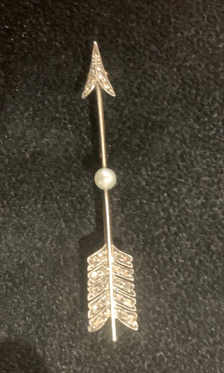 Broche Flèche Or Argent Diamants 