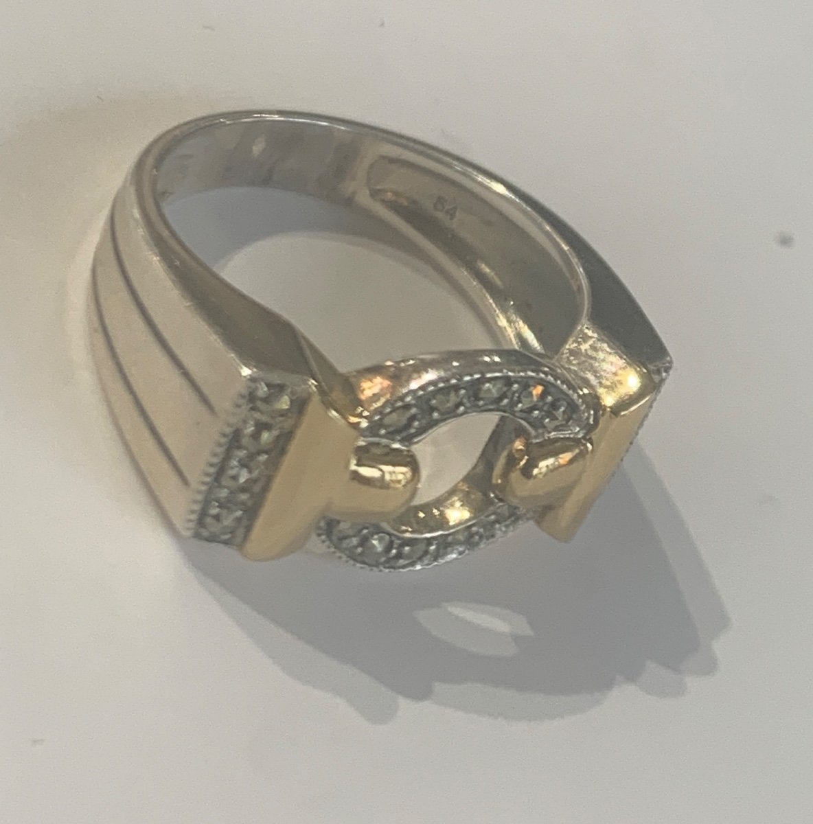 Silver And Gold Marcasite Ring-photo-2