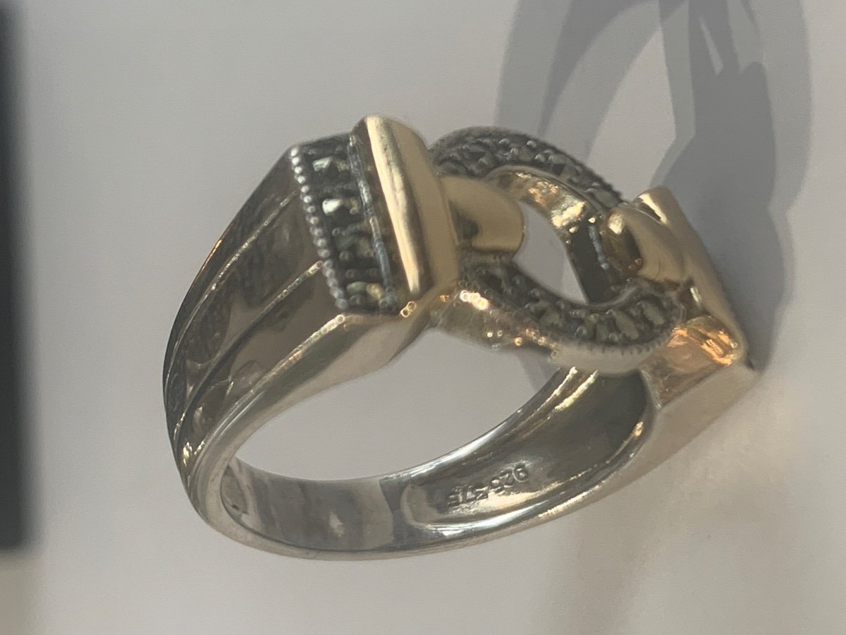 Silver And Gold Marcasite Ring-photo-3