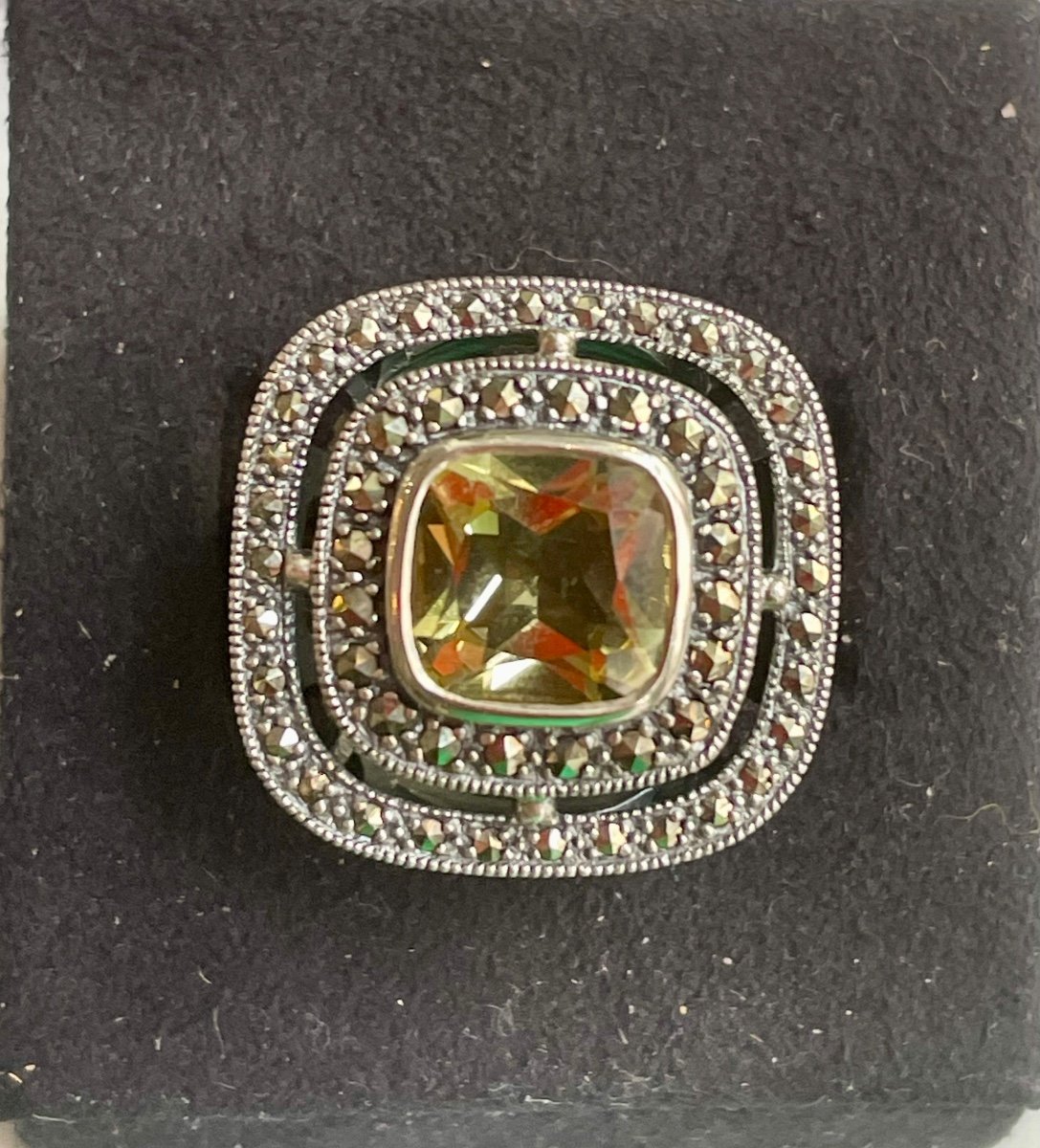 Bague Argent Sertie De Marcassite Et D’une Citrine ( Quartz Lemon )-photo-5