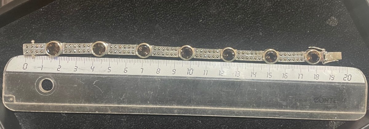 Silver Bracelet With Smoky Quartz And Marcasite-photo-3
