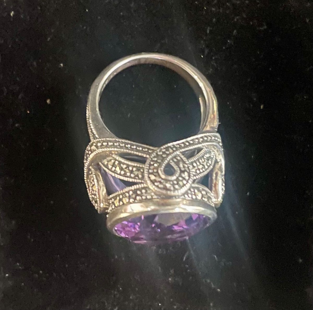 Silver Ring Amethyst Marcasite-photo-2