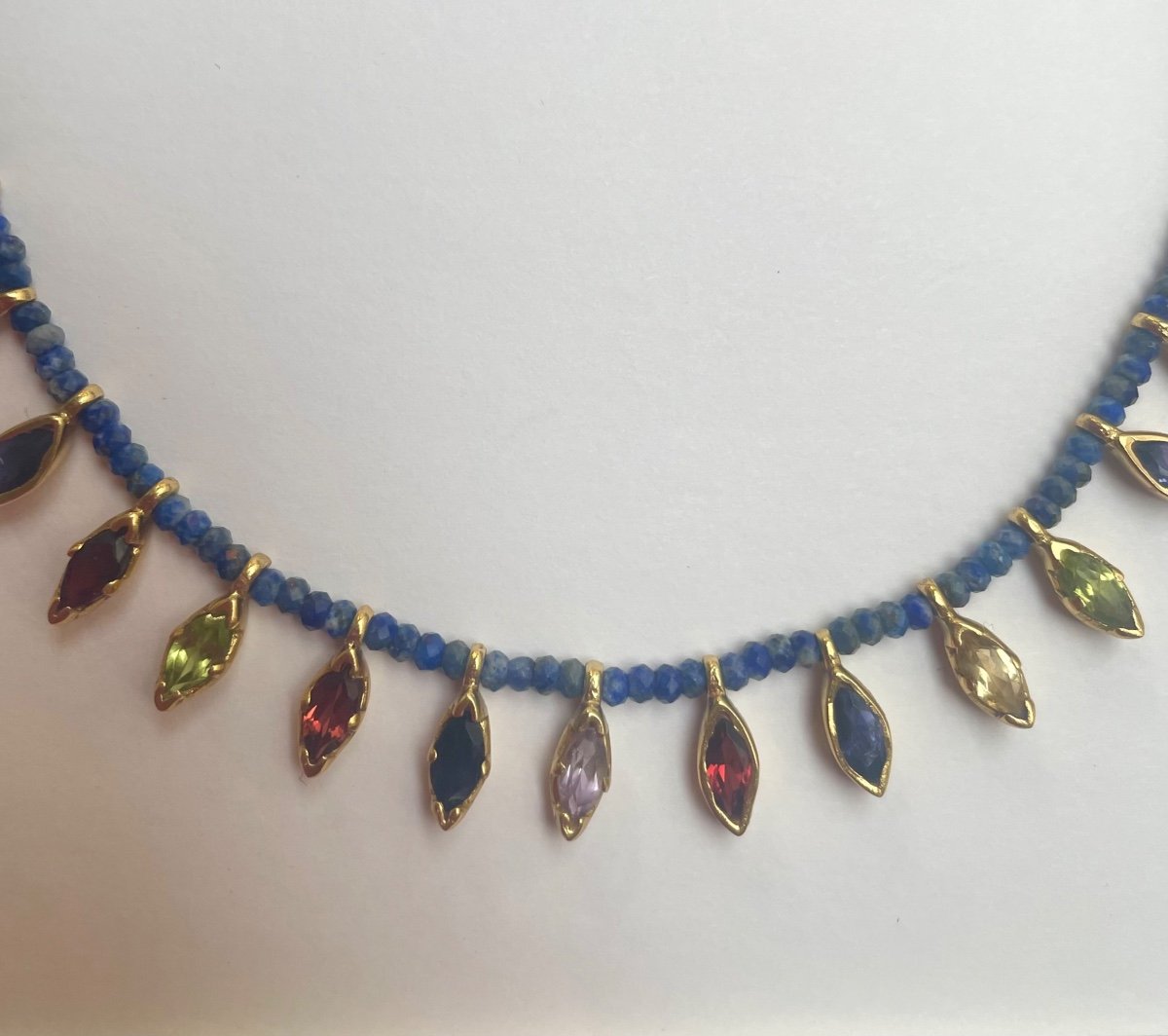 Lapis Lazuli Vermeil Semi Precious Stones Necklace-photo-4