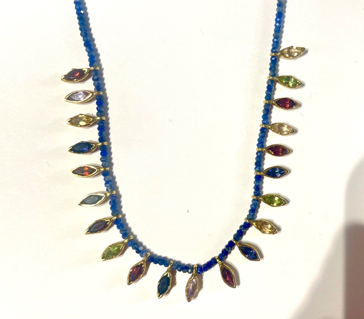 Lapis Lazuli Vermeil Semi Precious Stones Necklace-photo-8