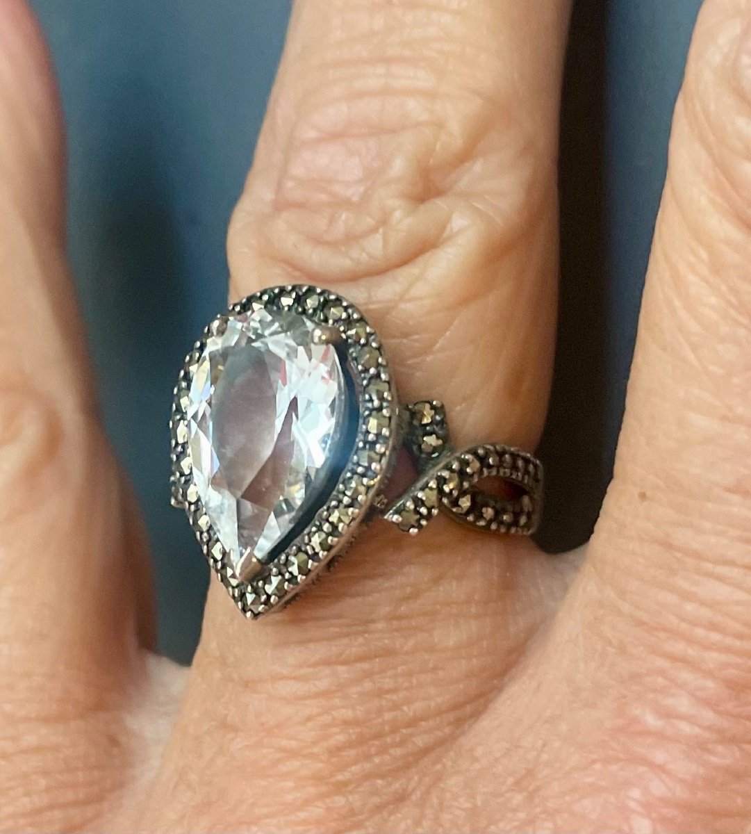 Bague Argent Marcassites Cristal De Roche-photo-2