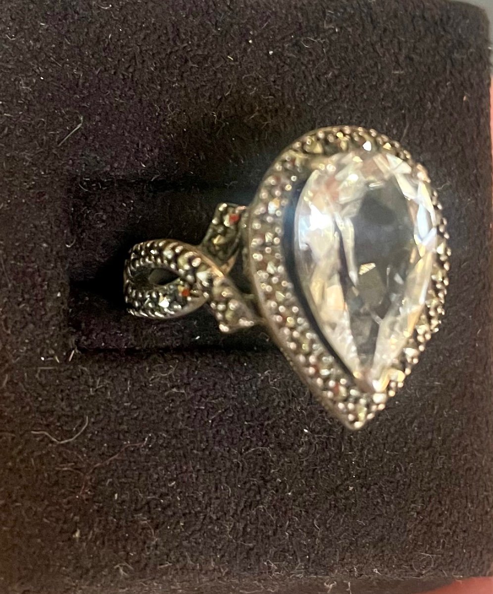 Bague Argent Marcassites Cristal De Roche-photo-3