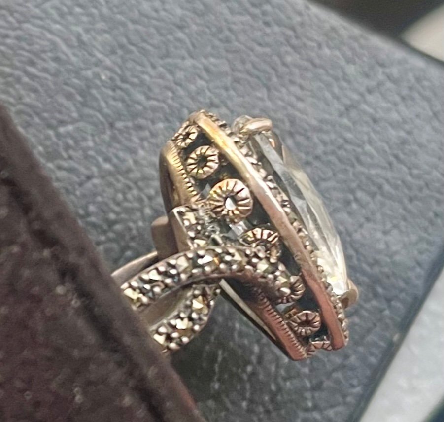 Bague Argent Marcassites Cristal De Roche-photo-4