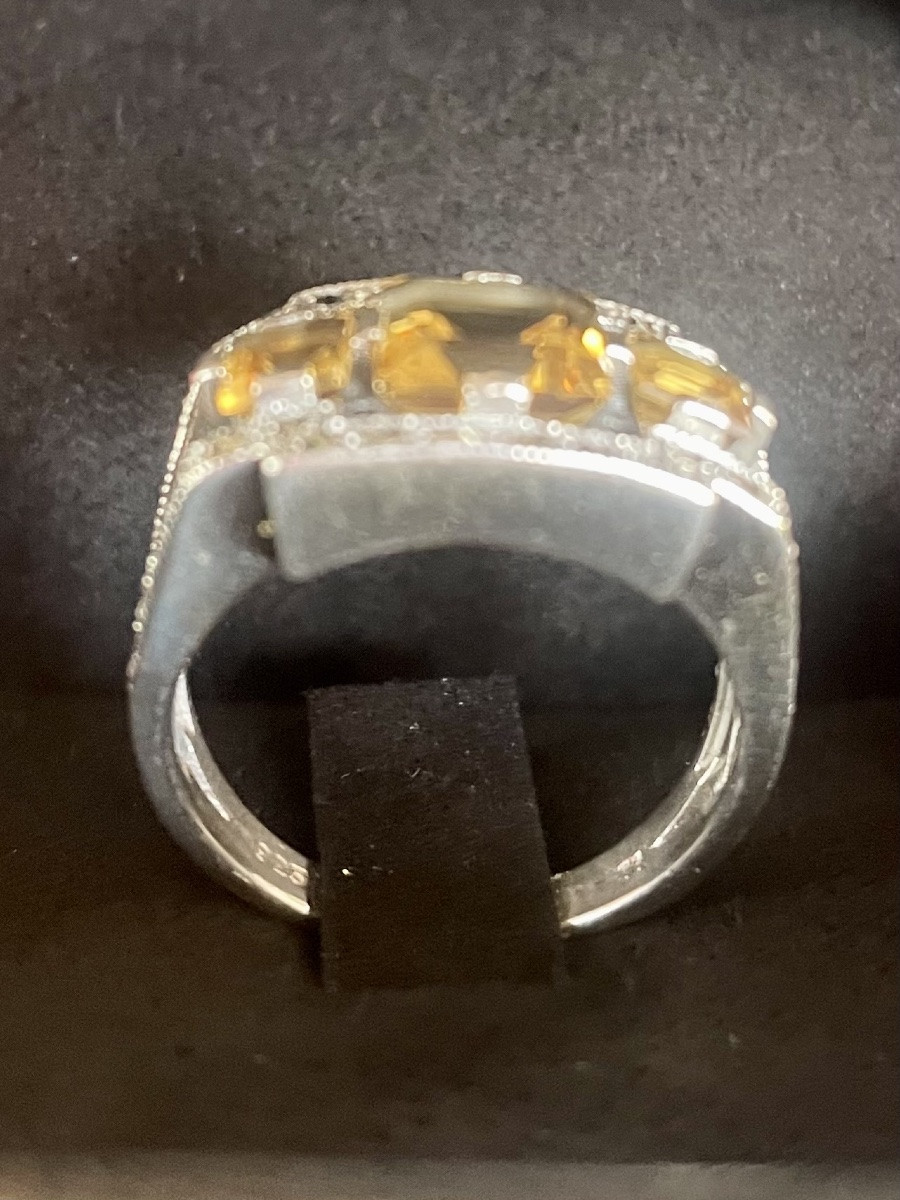 Bague Argent Citrines Marcassites-photo-5