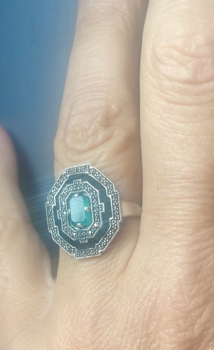 Bague argent style Art deco .-photo-2