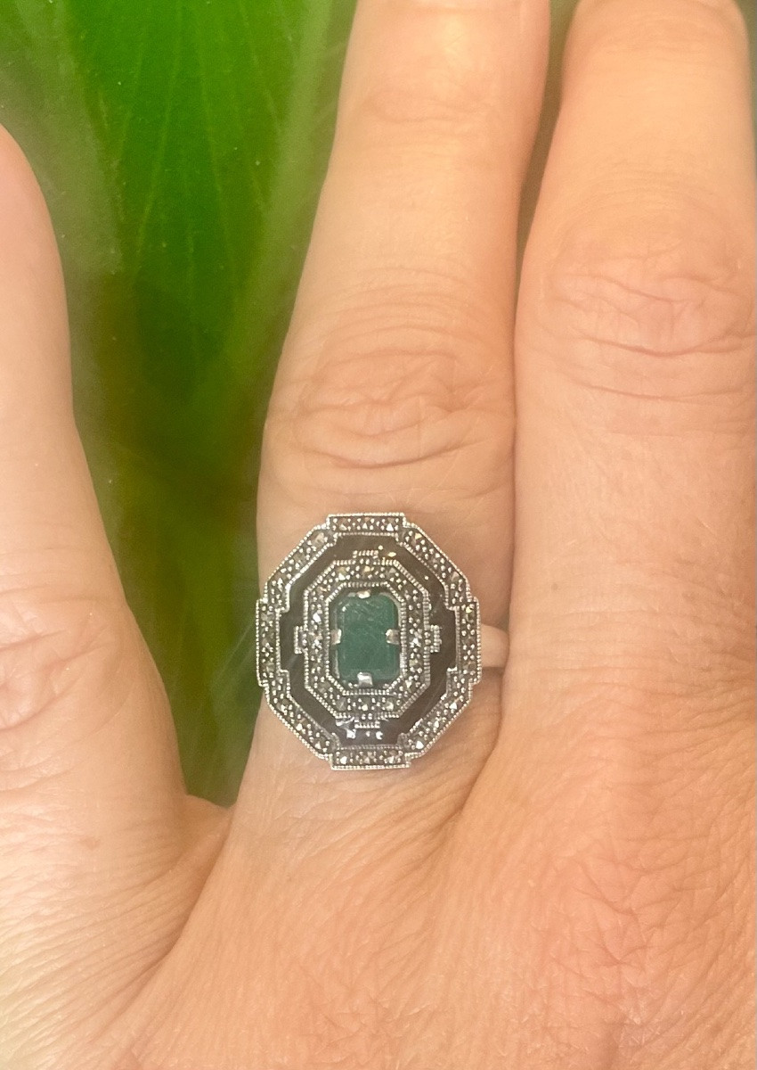 Bague argent style Art deco .-photo-2
