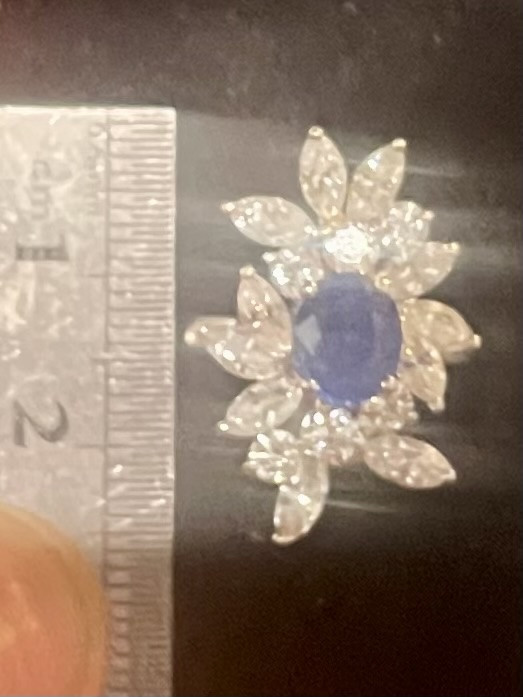 White Gold Sapphire And Diamond Ring -photo-4