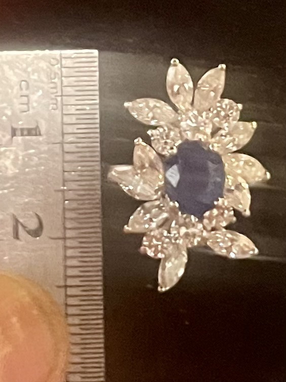 White Gold Sapphire And Diamond Ring -photo-2