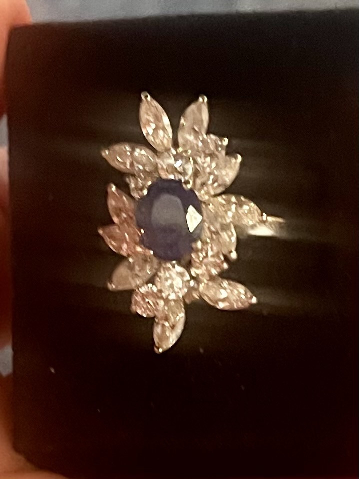 White Gold Sapphire And Diamond Ring -photo-3
