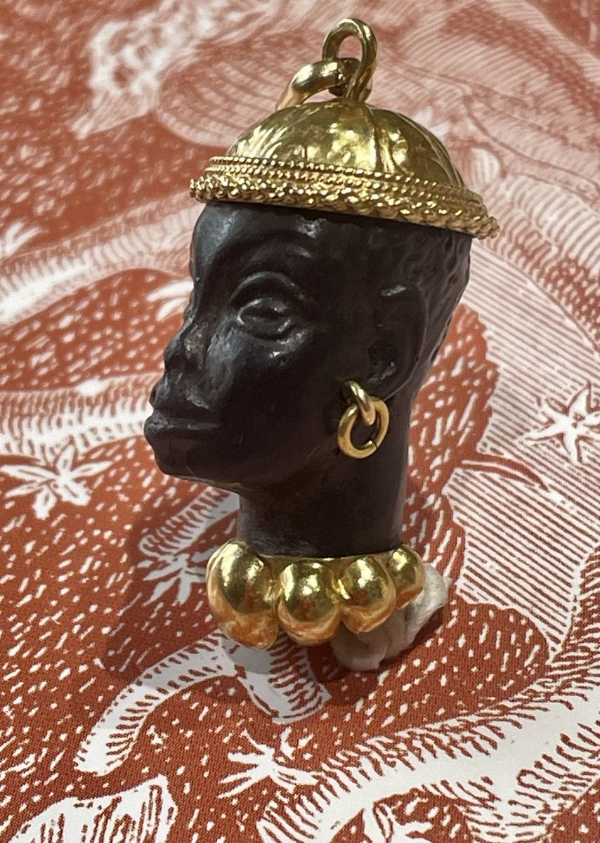 “moretto” Pendant In 18 Ct Gold And Ebony-photo-2