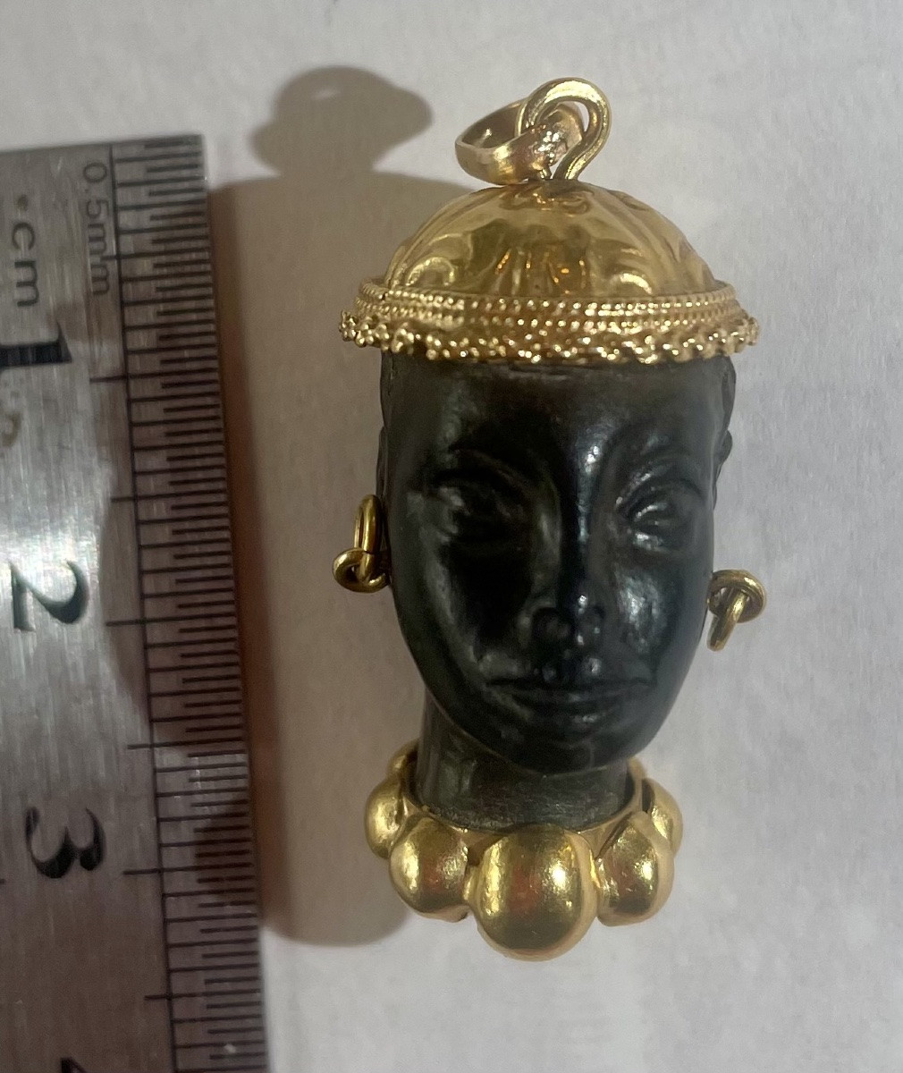 “moretto” Pendant In 18 Ct Gold And Ebony-photo-4