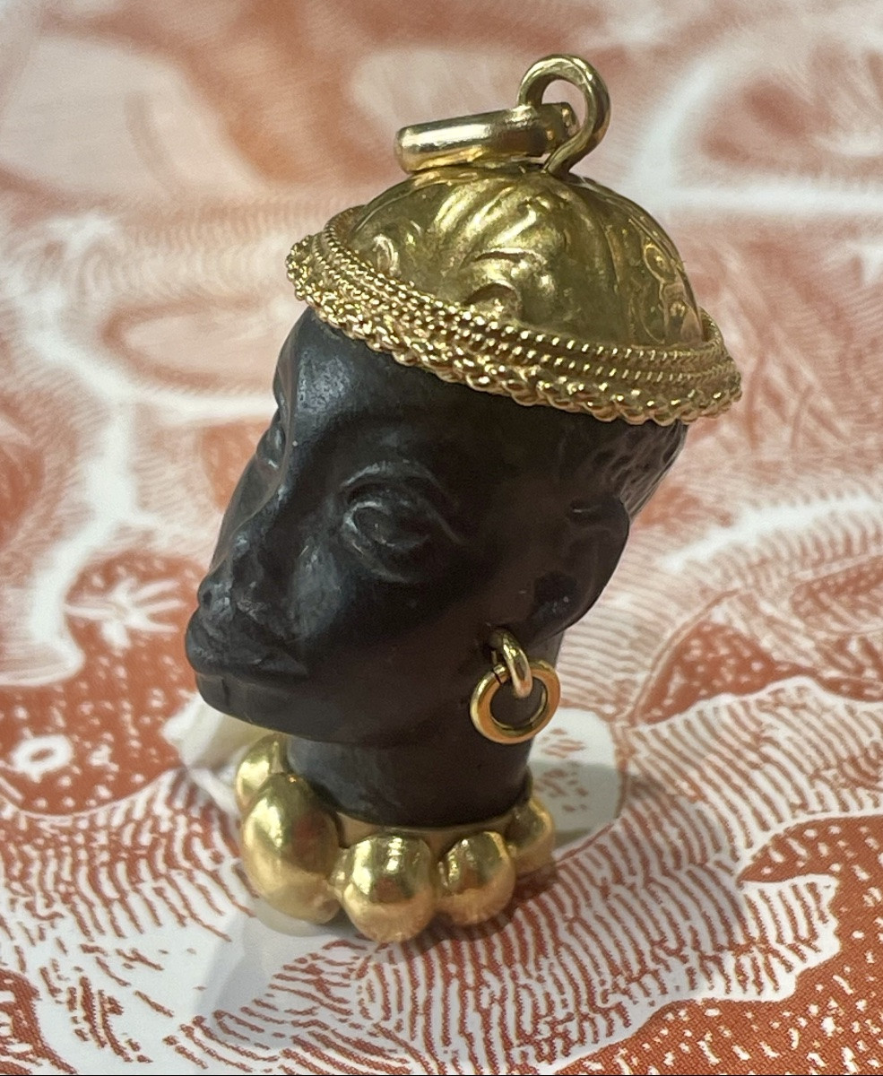 “moretto” Pendant In 18 Ct Gold And Ebony-photo-2