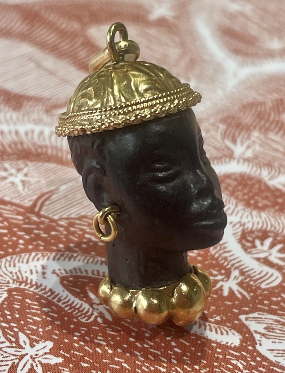 “moretto” Pendant In 18 Ct Gold And Ebony-photo-4
