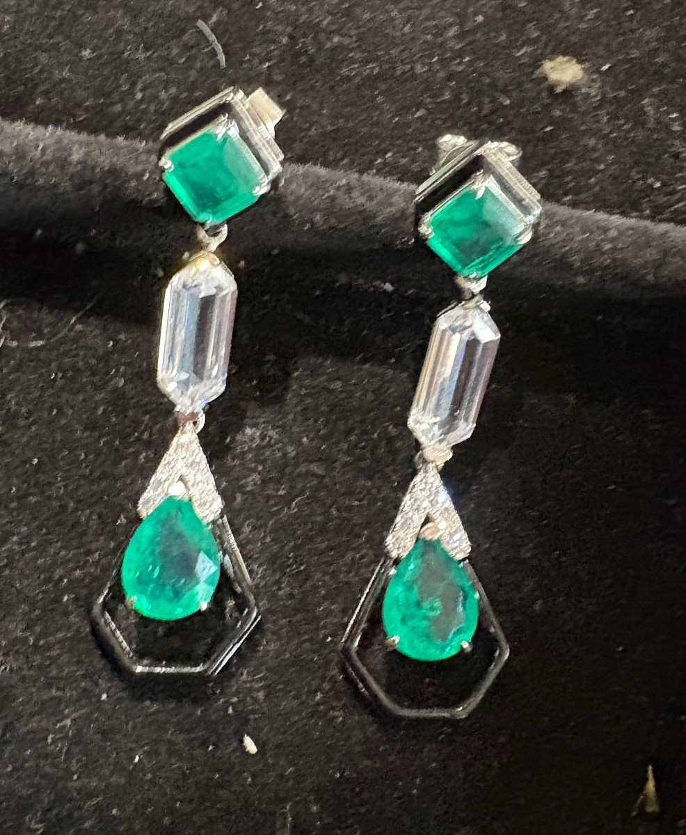Boucles d’oreilles argent émail  pierres de synthèse -photo-1