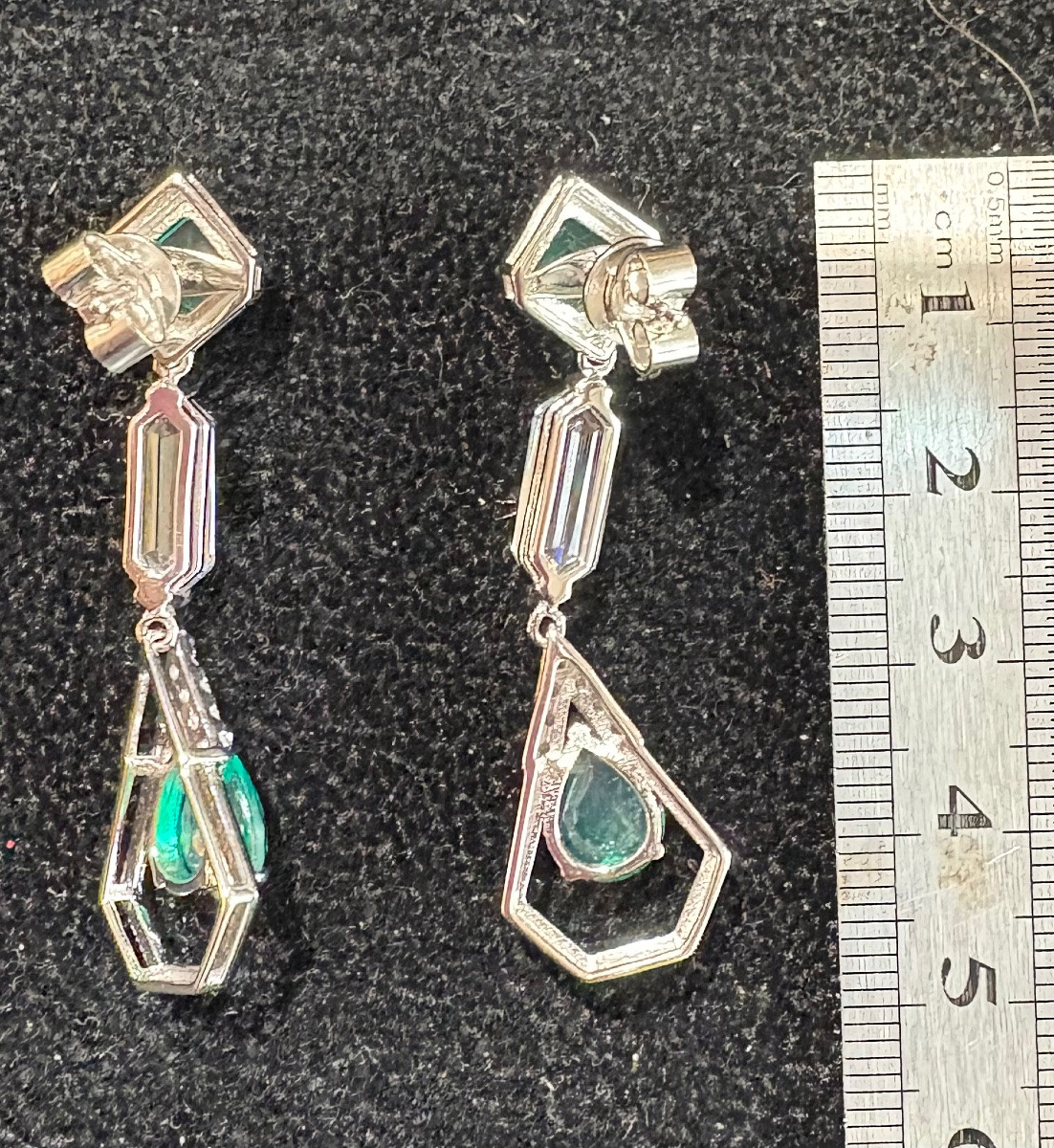 Boucles d’oreilles argent émail  pierres de synthèse -photo-2