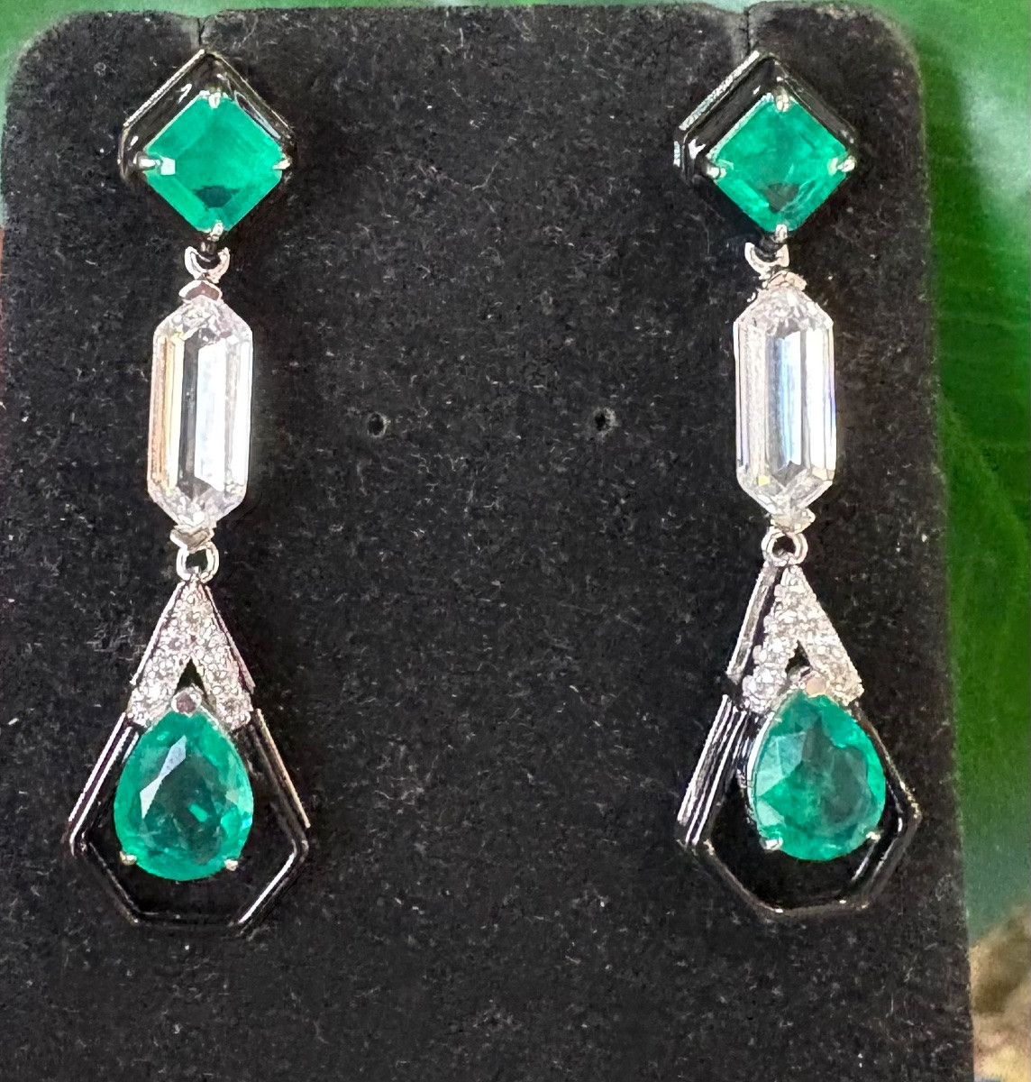 Boucles d’oreilles argent émail  pierres de synthèse -photo-4