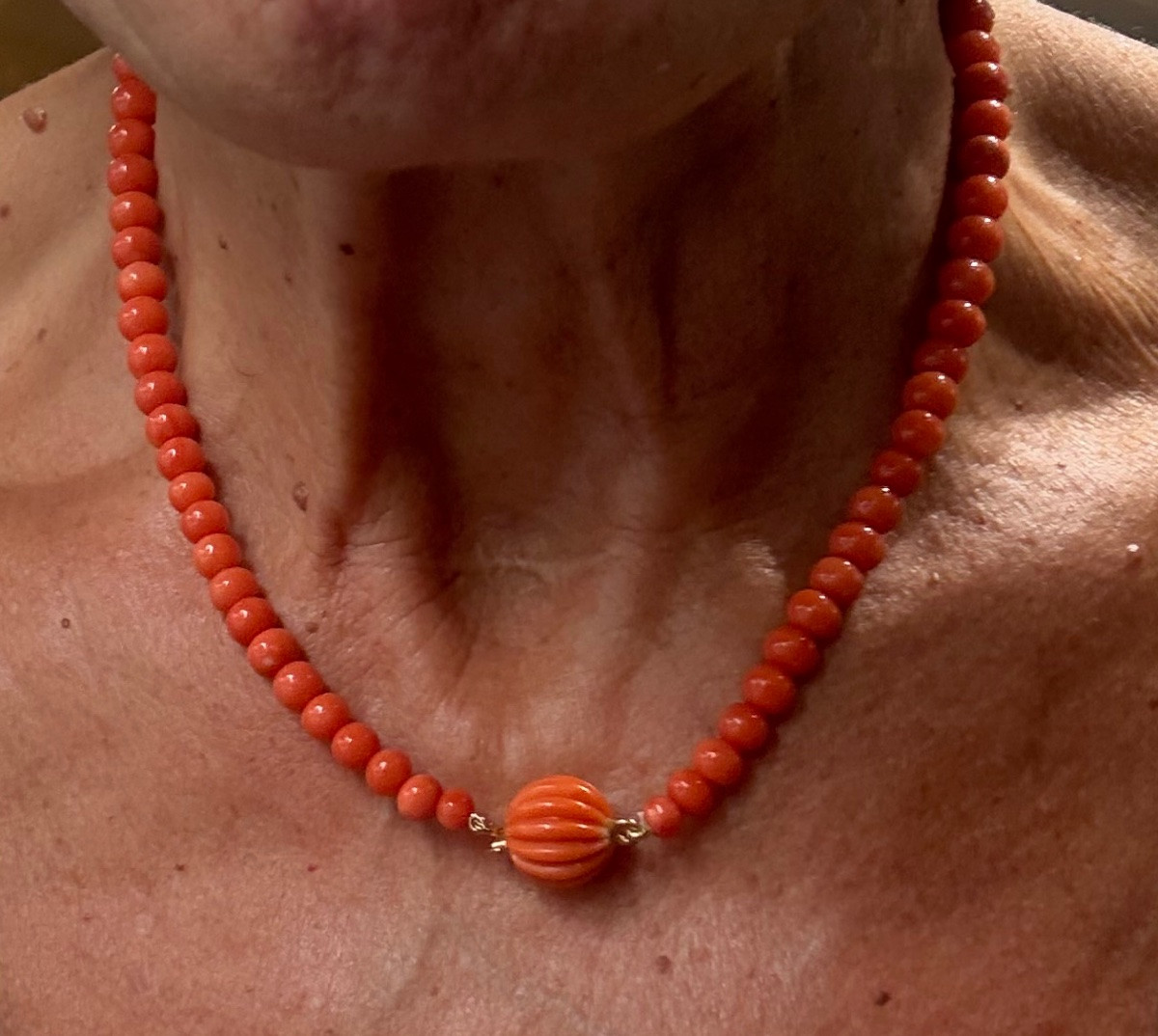Collier corail fermoir or corail -photo-1