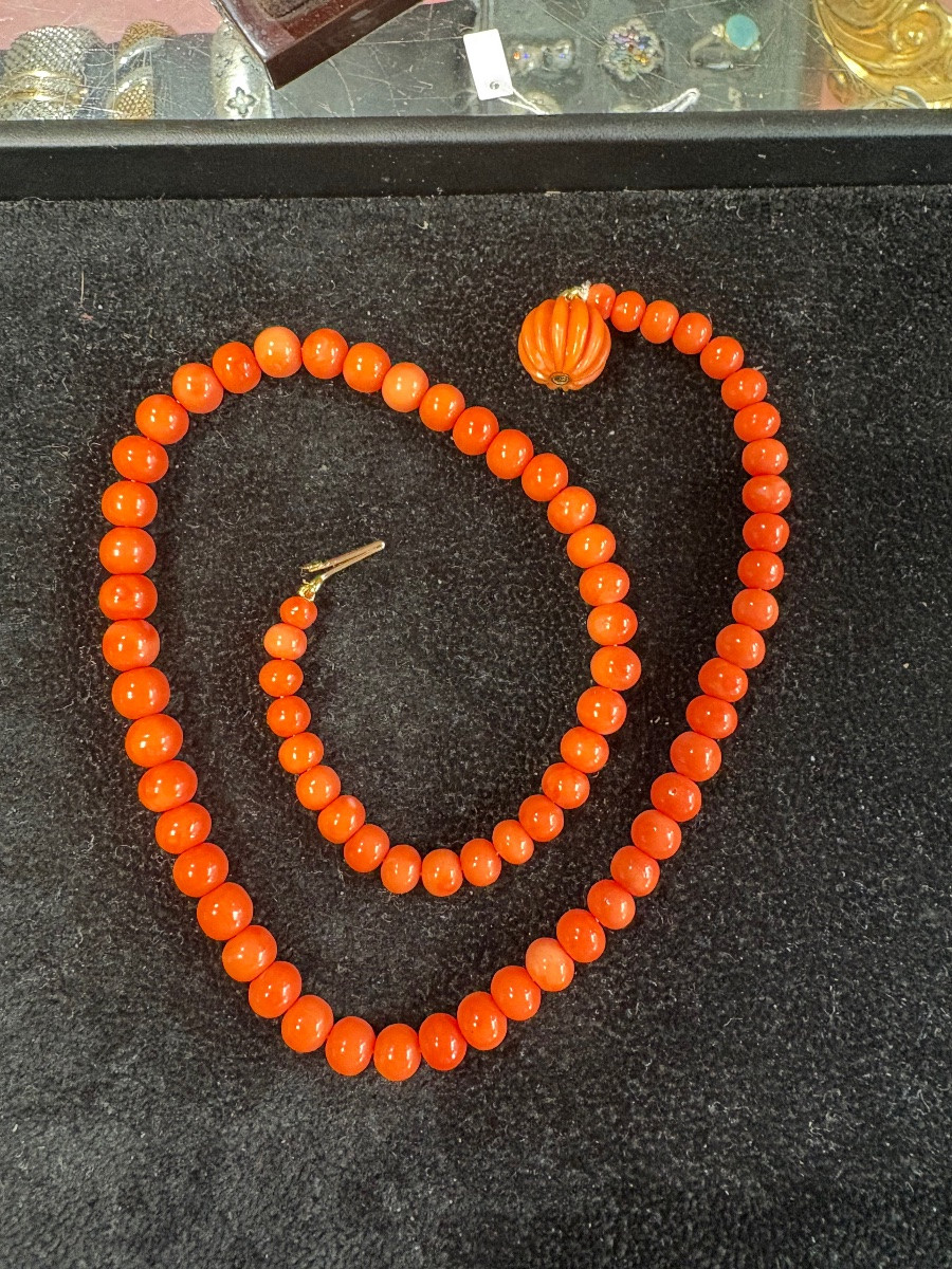 Collier corail fermoir or corail -photo-6