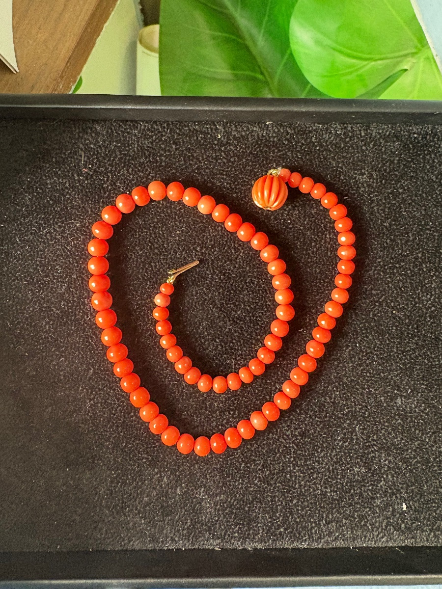 Collier corail fermoir or corail -photo-8