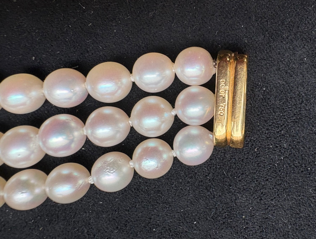 Bracelet perles cultures fermoir or diamants “Adler”-photo-3