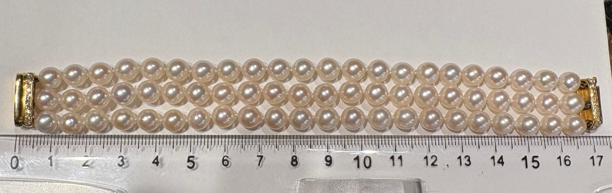 Bracelet perles cultures fermoir or diamants “Adler”-photo-1