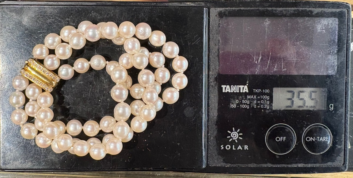 Bracelet perles cultures fermoir or diamants “Adler”-photo-6