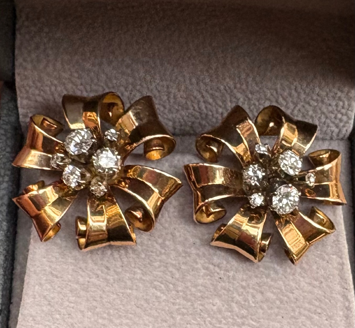 Boucles d ´oreilles or diamants vintage 