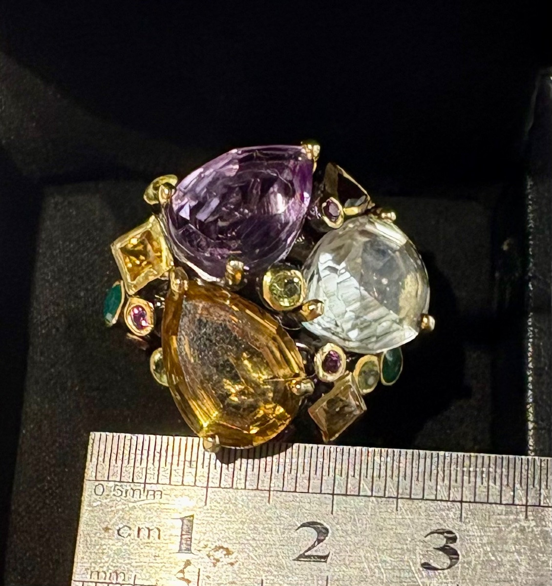 Silver Ring With Semi Precious Gemstones -photo-1