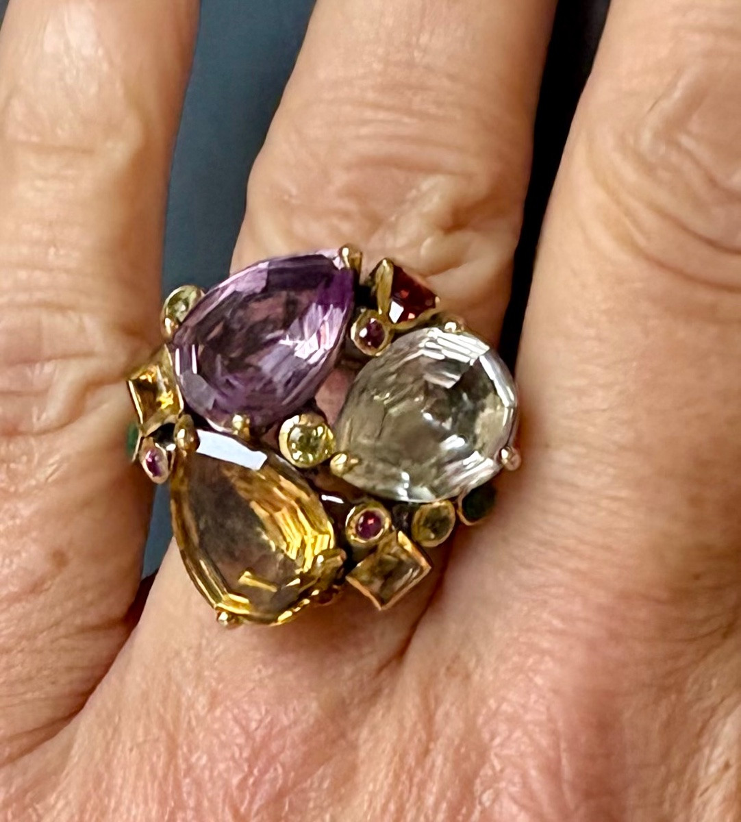 Silver Ring With Semi Precious Gemstones -photo-3