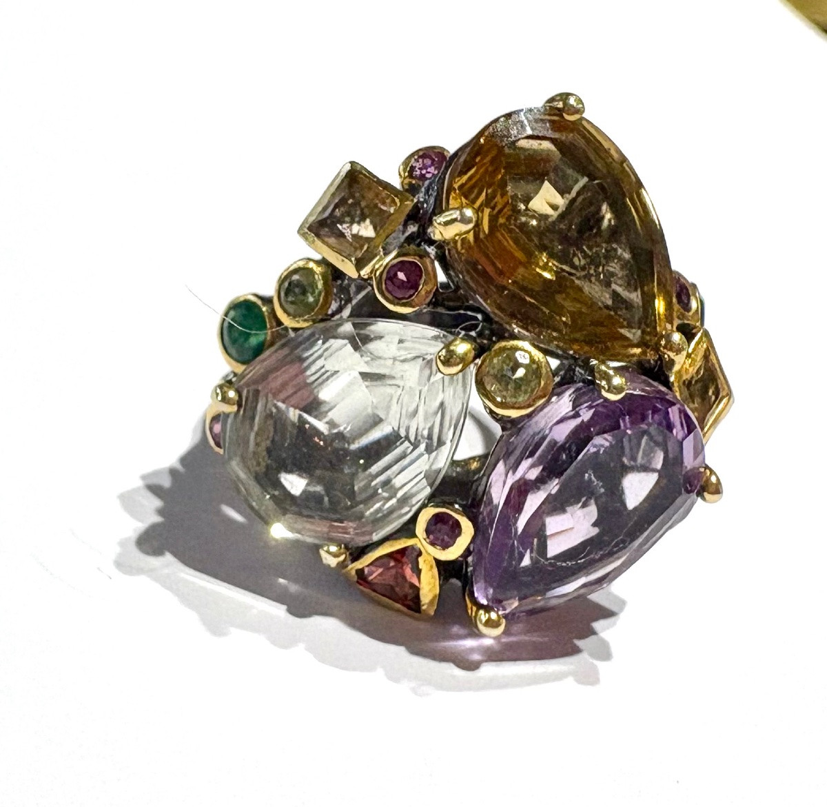 Silver Ring With Semi Precious Gemstones -photo-5