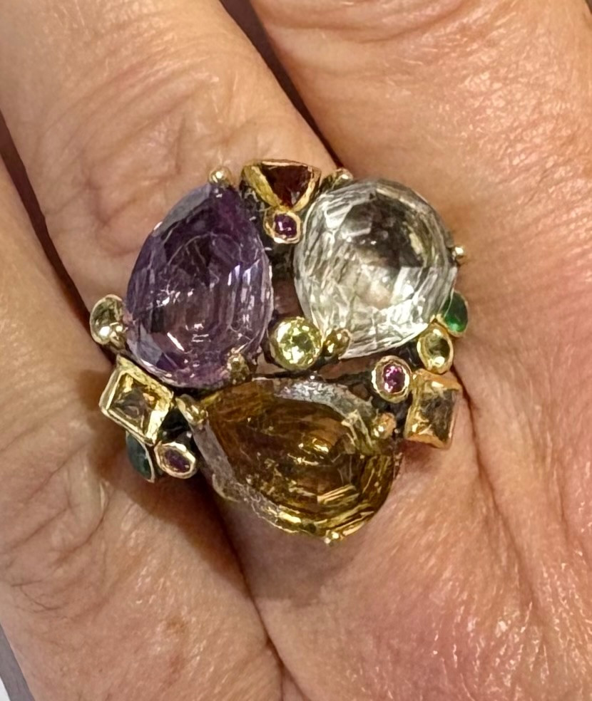 Silver Ring With Semi Precious Gemstones -photo-6